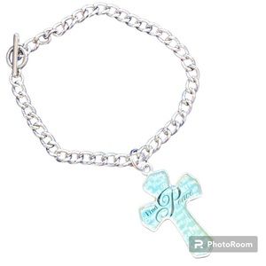 Silver Bracelet With Find Peace Pendant Cr…